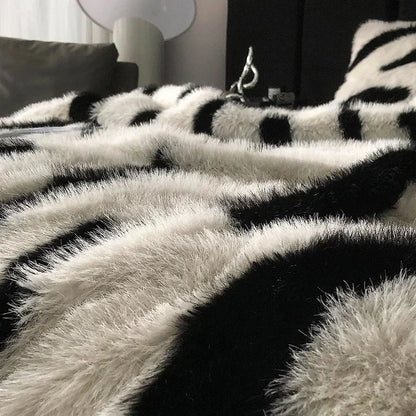 Zebra Faux-Fur Blanket Throw