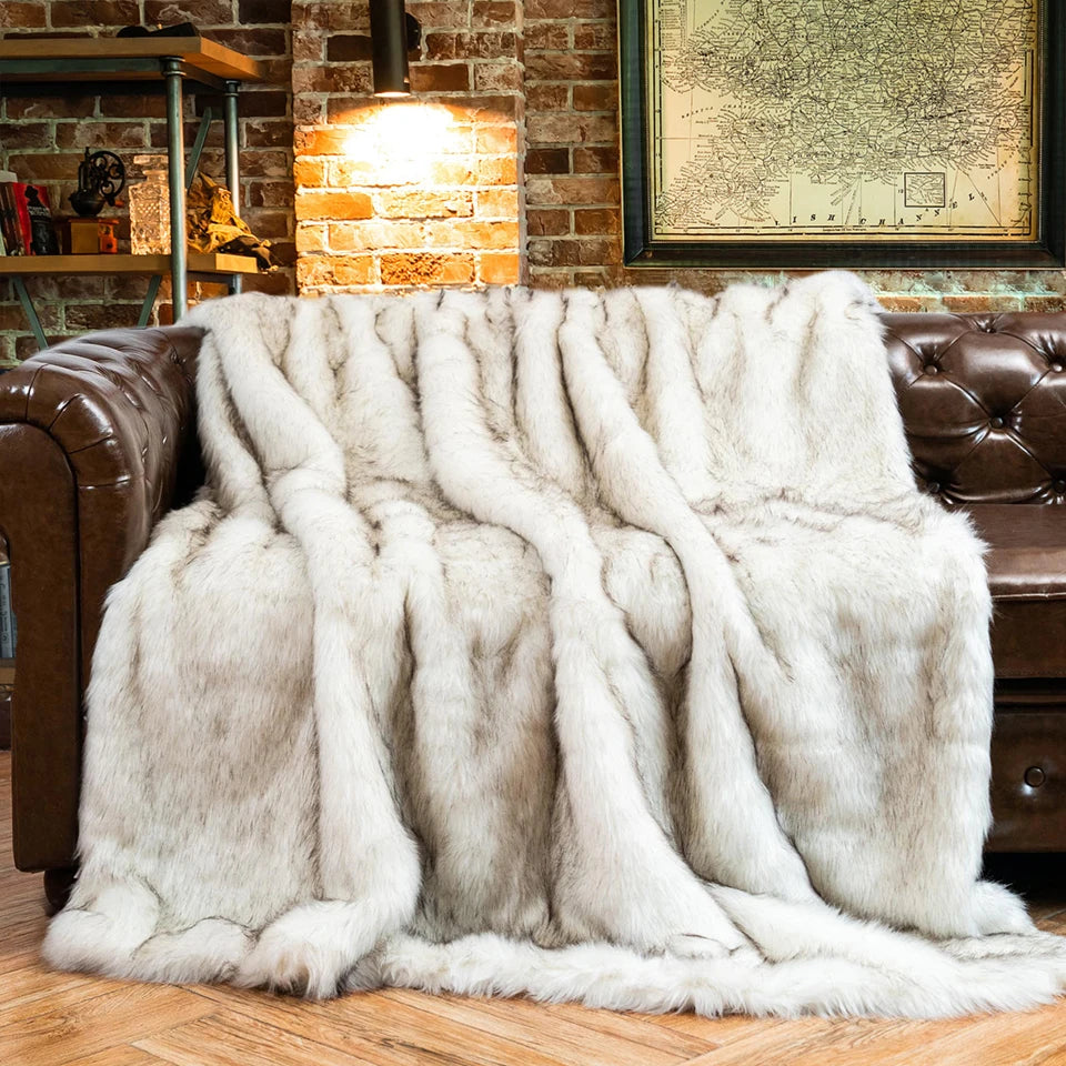 Arctic Fox Faux-Fur Blanket Throw