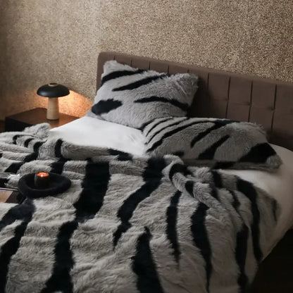 Zebra Faux-Fur Blanket Throw