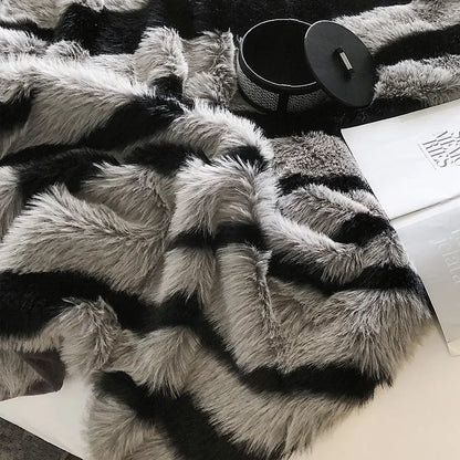 Zebra Faux-Fur Blanket Throw