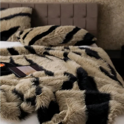 Zebra Faux-Fur Blanket Throw